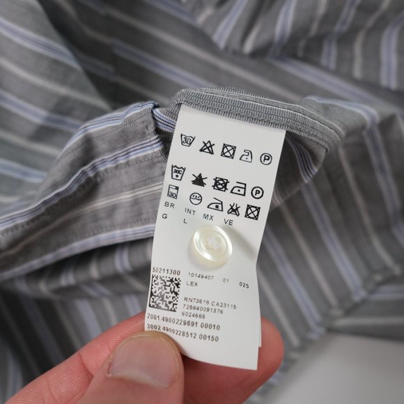 Hugo Boss Lex Men's L Gray Striped Button Up Shirt - Picture 10 of 11